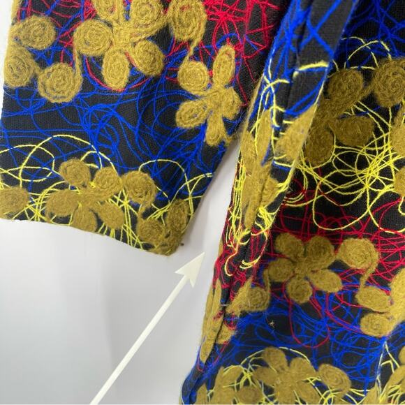 ZARA Sweater Dress Size Medium Embroidered Yarn Flower Knit Boiled Wool Blend - Picture 7 of 15